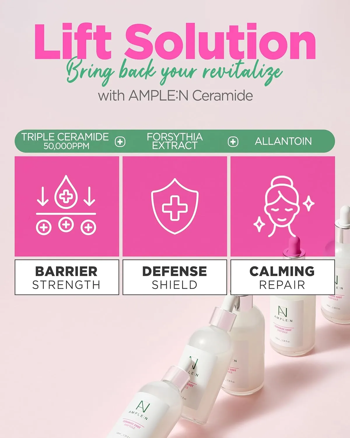 AMPLE:N Ceramide Shot Ampoule – Anti Aging and Hydrating Serum with Ceramide for Deep Moisturization – For Dry & Rough Skin to Reduces Wrinkles & Repairs Skin, 3.38 fl.oz.
