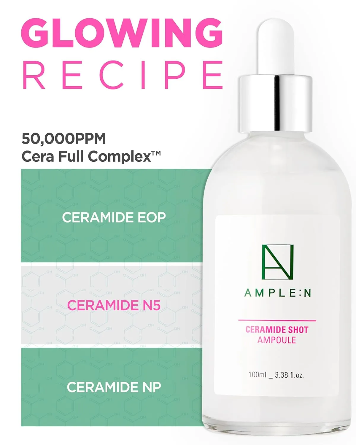 AMPLE:N Ceramide Shot Ampoule – Anti Aging and Hydrating Serum with Ceramide for Deep Moisturization – For Dry & Rough Skin to Reduces Wrinkles & Repairs Skin, 3.38 fl.oz.