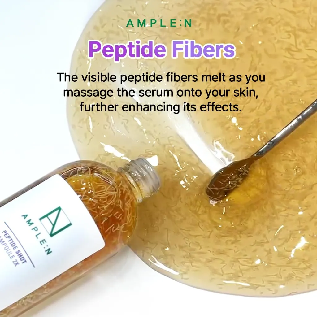 AMPLE:N Peptide Shot Serum 2X – Intensive Age Defying Concentrate Face Serum with Peptide Threads – Erasing Wrinkles and Improve Firmness – Lifting Sagging Skin – Plump, Repairs Skin, 3.38 fl.oz.