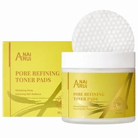 ANAI RUI Pore Refining Pads,with Witch Hazel,PHA, Salicylic Acid,Niacinamide, Facial Toner Pads for Exfoliation and Minimizing Pores,Improving Skin Tone,Face Exfoliating Pads 50 Pads (Dark Yellow)