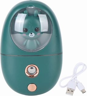 Animal Facial Mist Sprayer, Facial Mist Sprayer, USB Rechargeable Animal Mini Face Steamer for Travelling 35ml 500mah (Green)