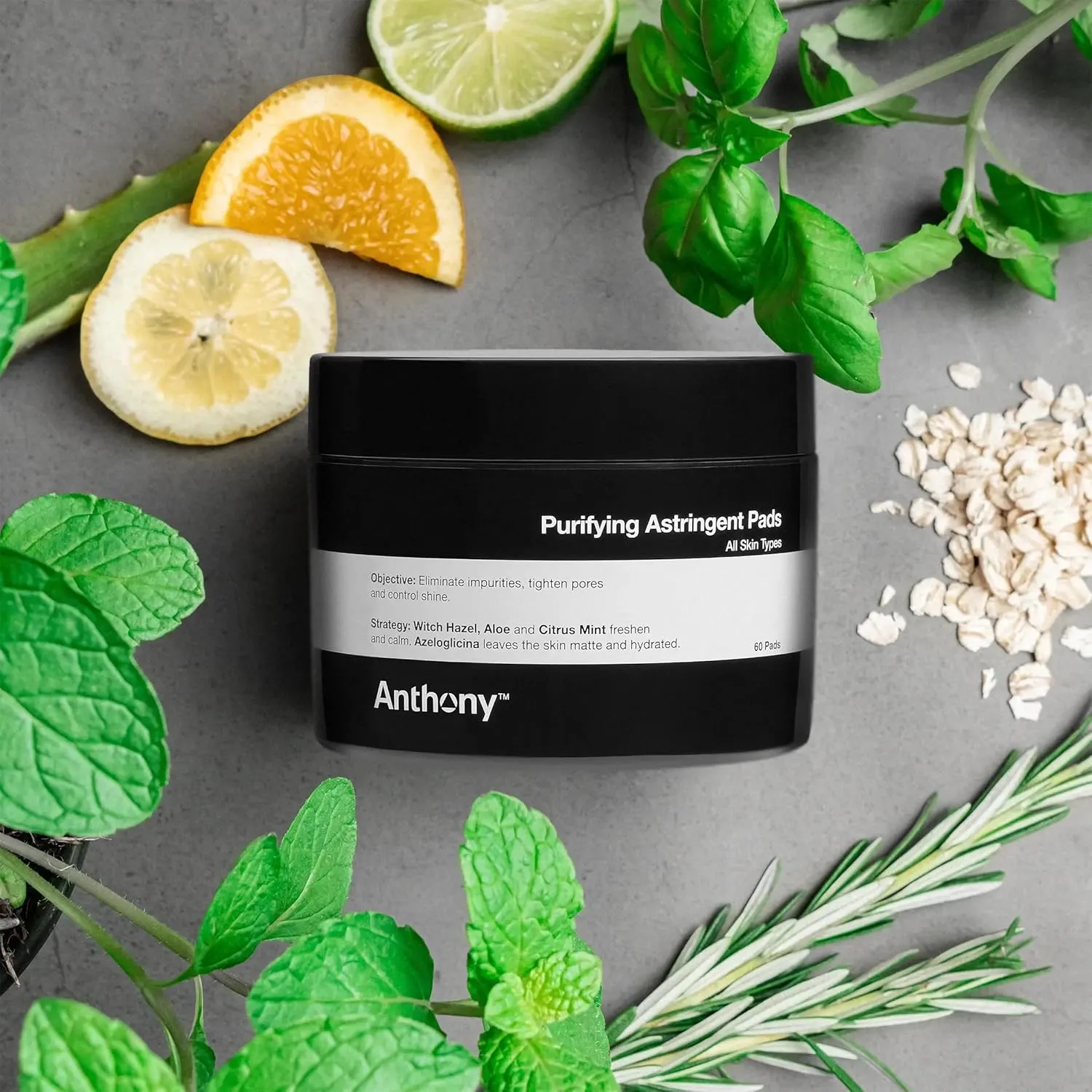 Anthony Witch Hazel Pads Pore Cleaner: 60 Count, Purifying Astringent Cleansing Toner Pads – Aloe Vera, and Citrus Mint, Eliminate Impurities, Minimize Pores and Control Shine