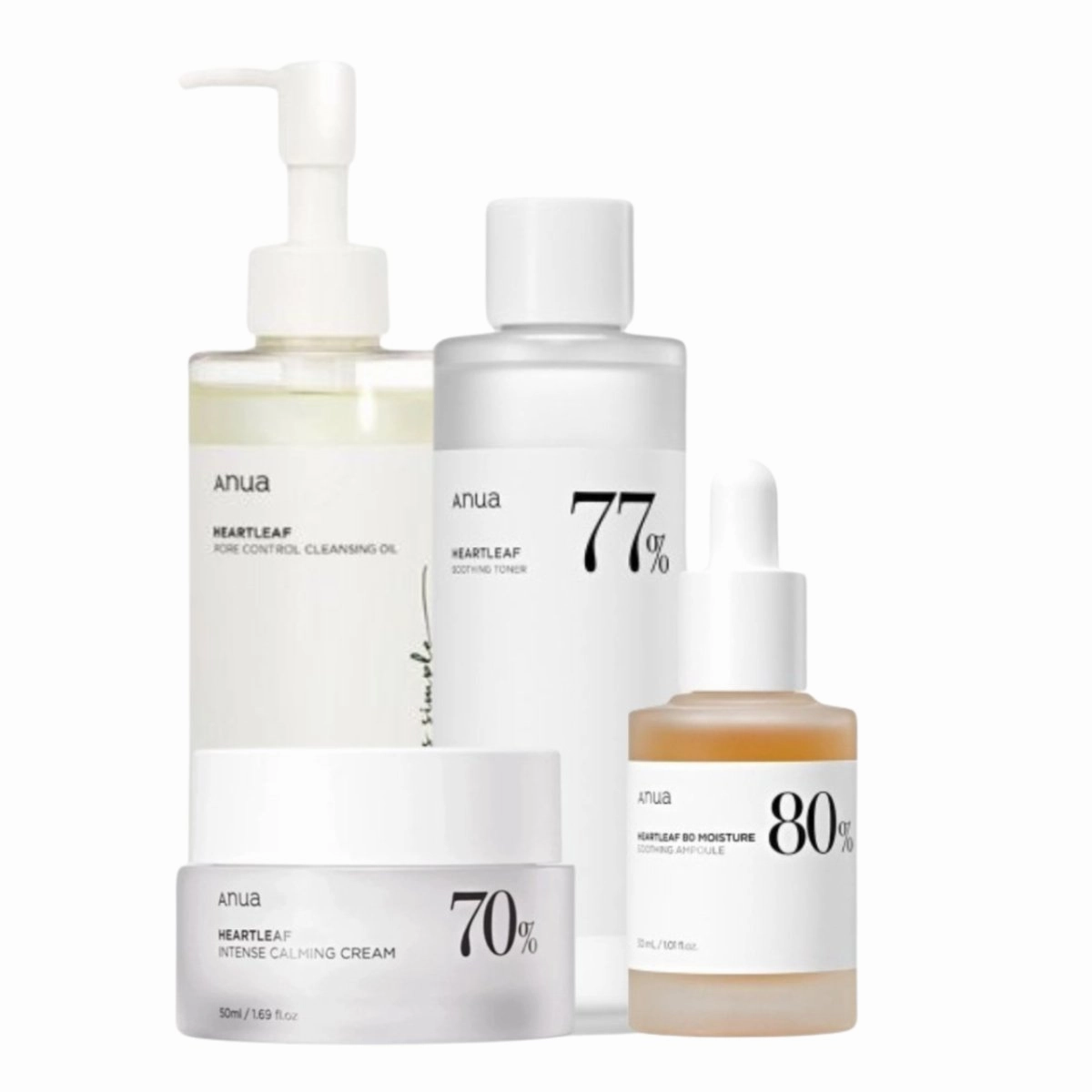 ANUA Cleansing Oil, Toner, Serum and Cream Set