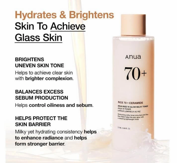 Anua Rice 70 Glow Milky Toner 250 ml