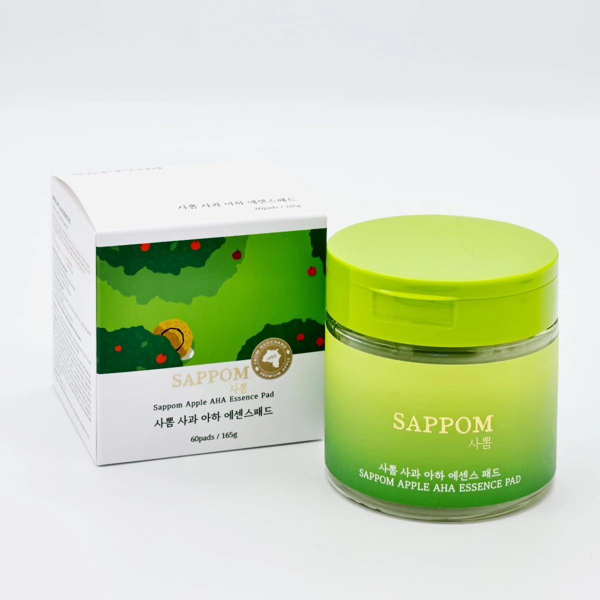 Apple AHA Essence Pad, Green Apple, with AHA, Toner pad, Soothing and Peeling, 60 vegan sheets-for sensitive skin, Hydrating care