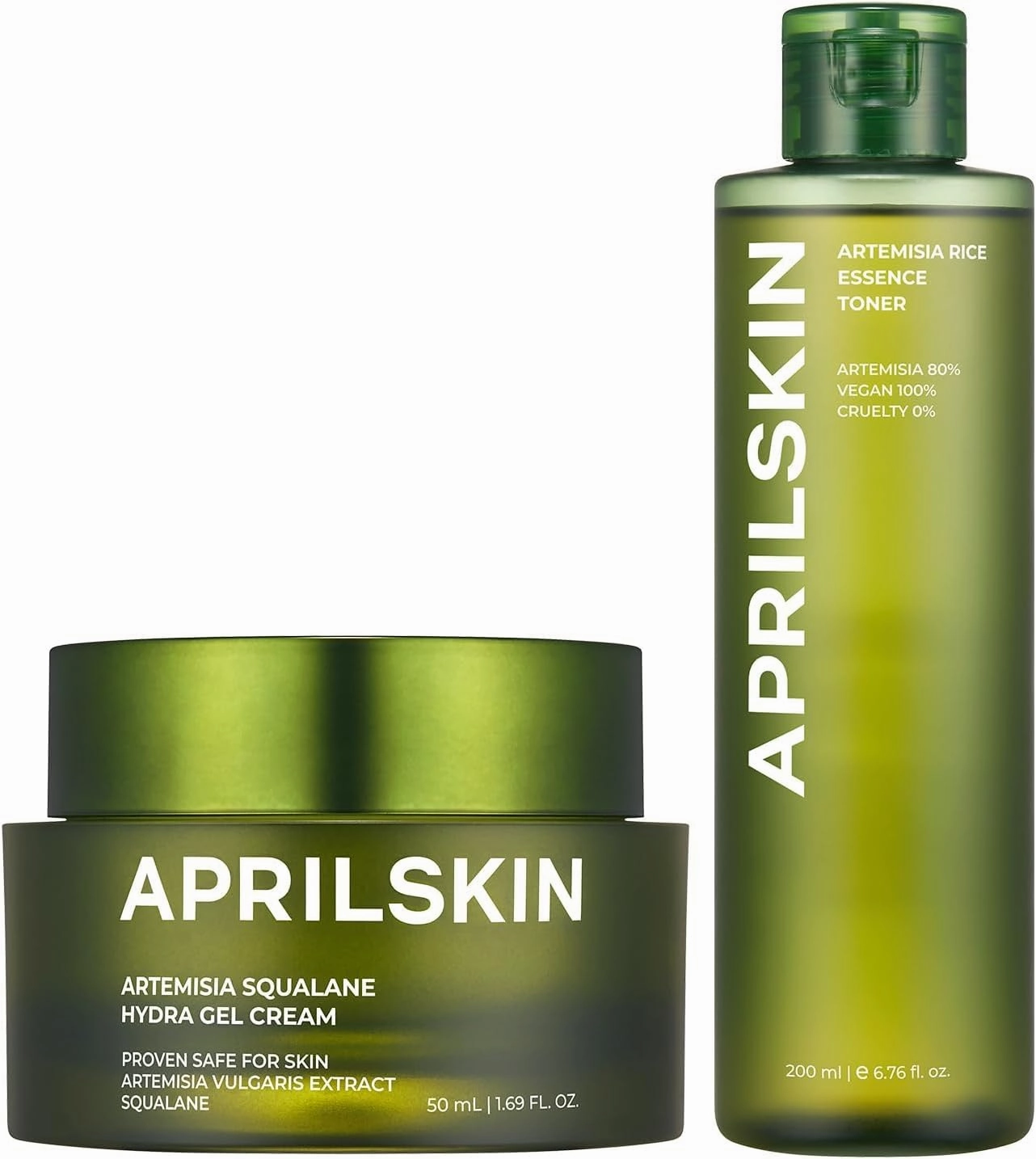 APRILSKIN Calm & Hydrate Duo - Artemisia Korean Rice Toner & Artemisia Squalane Hydra Gel Cream, Soothing Care and Deep Hydration for Balanced, Radiant Skin