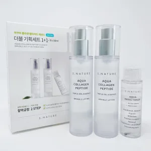 Aqua Collagen Peptide Triple Gel Essence Serum 50ml 50ml, S Nature Aqua Oasis Toner 30ml Korean Skin Care Set (Pack of 3) Essence 50ml 1 1, Toner 30ml