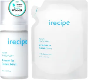Aqua Phytoplex Cream in Toner Mist Long Lasting Deep Hydration, All-in-One Facial Mist for All Skin Type Unscented Clean Beauty, Vegan, Korean Skincare (60ml / 2.02 oz   60ml Refill Pouch) (2)