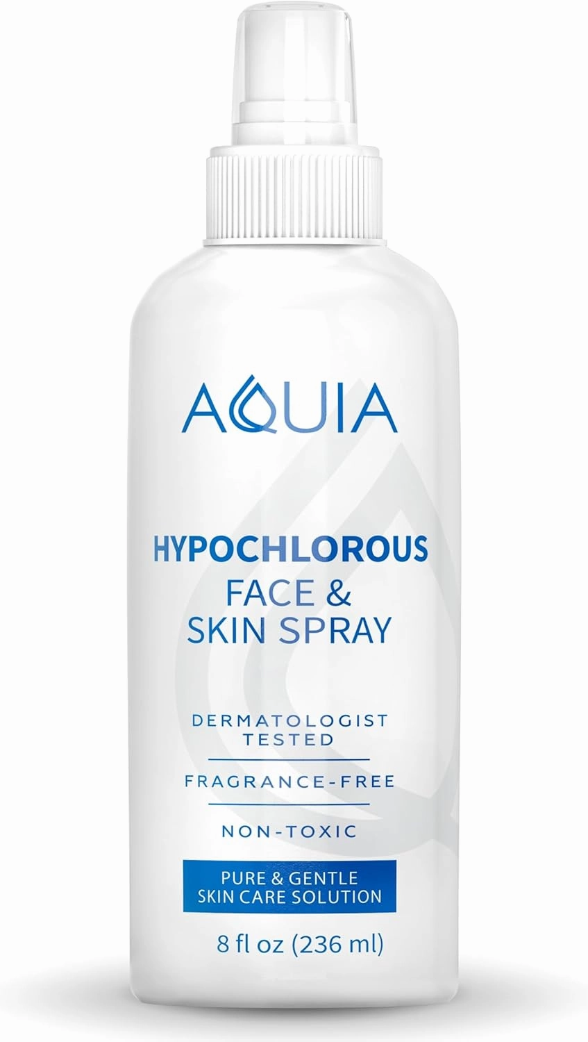 Aquia Hypochlorous Acid Spray – Gentle 8oz HOCl Face & Body Mist for Sensitive Skin, Alcohol-Free Skin Toner, Travel Size Facial Cleanser Spray, Made in USA, Non-Toxic, Fragrance-Free