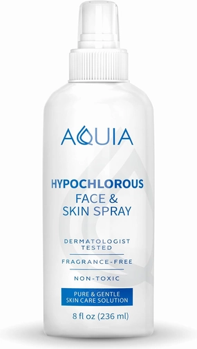 Aquia Hypochlorous Acid Spray – Gentle 8oz HOCl Face & Body Mist for Sensitive Skin, Alcohol-Free Skin Toner, Travel Size Facial Cleanser Spray, Made in USA, Non-Toxic, Fragrance-Free