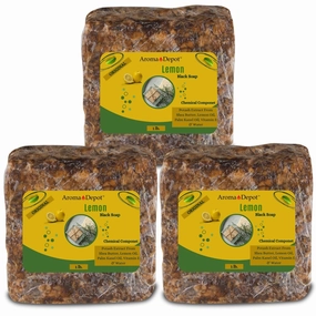Aroma Depot Lemon Raw African Black Soap 3 lb / 48 oz 100% Natural soap for Acne, Eczema, Psoriasis, Scar Removal Face And Body Wash. Handmade