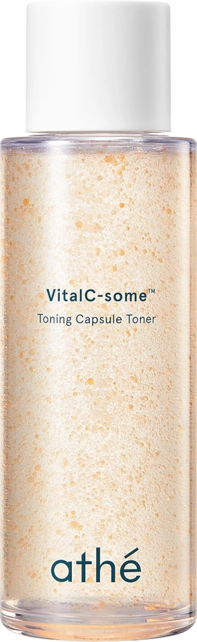 ATHE Vital C-Some Toning Capsule Toner, Vegan Vitamin C Essence for Face with Hyaluronic Acid & Ceramide, Vitality & Moisturizing for Dry & Dull Skin, Improves Tone & Textures, 4.39 fl.oz.