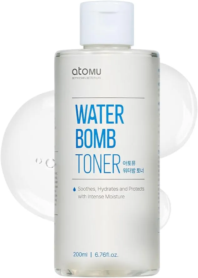 Atomu Water Bomb Toner, Moisturizing Soothing Mildly Acid Toner, Hypoallergenic, Exfoliating, Hydration Boost (6.76 fl.oz.)