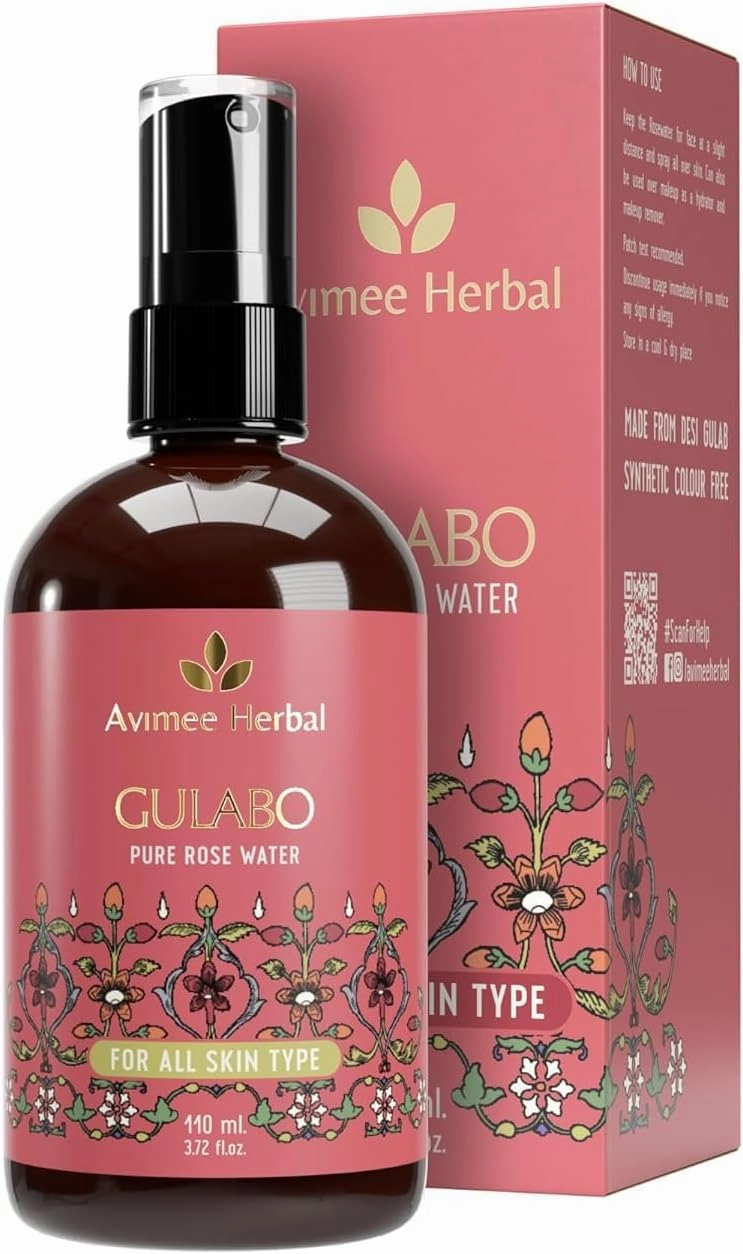 Avi mee Herbal Gulabo Premium Rose Water-110 ml | Skin, Face and Hair Toner | No Paraben, No Alcohol | Balances & Restores Skin's pH Levels | for All Skin Types