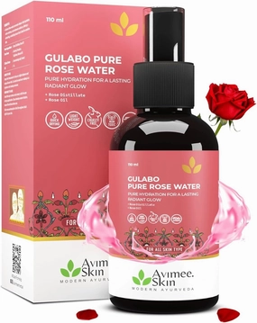 Avi.mee Herbal Gulabo Premium Rose Water, Toner for Face, Skin & Hair, Suitable for All Skin Types, 110ml (3.72 fl oz)