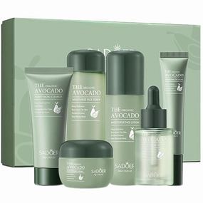 Avocado Skincare Sets,Skincare Gift Set with Facial Cleanser, Face Serum, Face Cream, Eye Cream, Toner, moisturizing Lotion, Anti Aging Skin Care Sets & Kits, Hydrating Facial Kit for women (6Pcs)