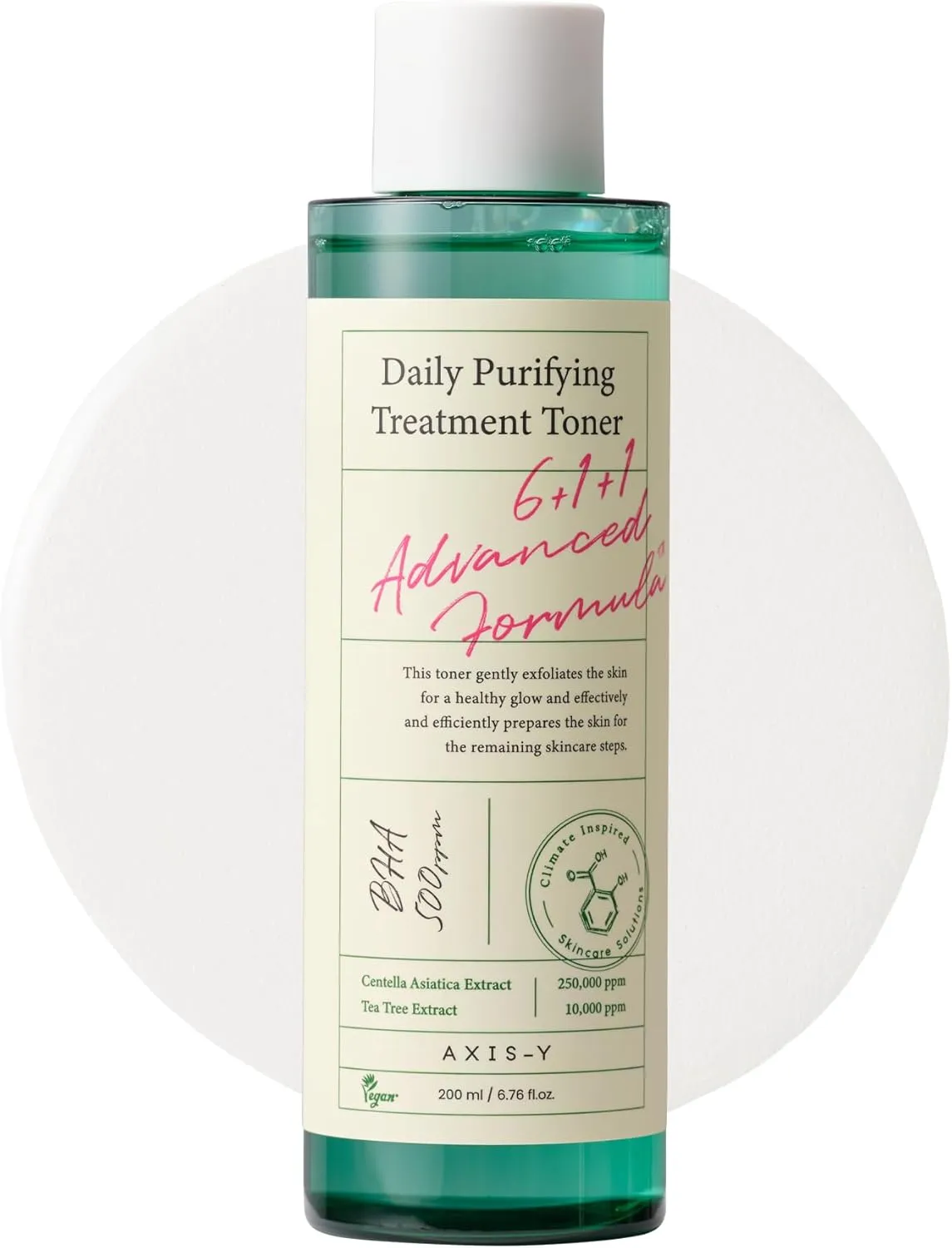 AXIS-Y Daily Purifying Treatment Toner with Salicylic Acid & Centella Asiatica - Pore Minimizer, Oil Control & Blemish Treatment Face Exfoliator - Vegan Korean Skin Care BHA Toner - 6.76 fl. oz.