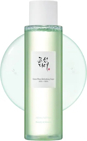 Beauty of Joseon Green Plum AHA BHA Toner Refreshing Facial Essence Moisturizer Mild Exfoliating Salicylic Acid for All Skin Types, Korean Skin Care for Men Women 150ml 5.27 fl.oz
