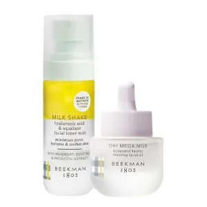 Beekman 1802 Milk Shake Hydrating Toner & Face Mist (2 fl oz)   Oh! Mega Milk Facial Oil (0.5 fl oz) - Good for Sensitive Skin - Cruelty Free