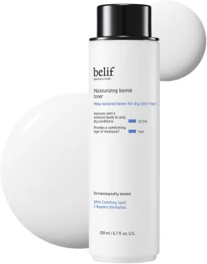 belif Moisturizing Bomb Hydrating Toner - Ceramide Milky Toner, Strengthens Skin Barrier, Soothing & Repair Serum Essence, Ultra-Hydrating 2-in-1 Toner & Moisturizer, Korean Skincare, 5.07 Fl Oz