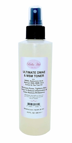 Bellahut Ultimate DMAE & MSM Toner with DMAE, MSM, HYALURONIC ACID & MATRIXL 3000, Tightens pores, helps reduce inflammation, restores PH balance & tightens skin (16 Ounce)