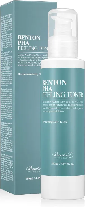 BENTON PHA Peeling Toner 150ml (5.07 fl.oz.) - AHA & BHA Facial Exfoliation Toner Without Skin Irritation, Hydrating & Soothing for Sensitive Skin
