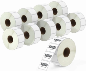 BETCKEY - 1.25" x 1" (32 mm x 25 mm) Barcode & Address Labels Compatible with Zebra & More Label Printer,Premium Adhesive & Perforated [10 Rolls, 13800 Labels]