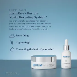 Beverly Hills MD Resurface   Restore Youth Revealing System “Peel” Serum - Reduce Wrinkles- Anti-Aging Exfoliation Toner for Even, Moisturized Skin- Lighten Dark Spots on Face, Neck w/Peptides