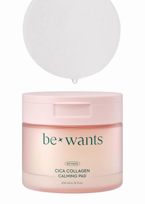 Bewants Cica Collagen Calming Facial Toning Pads – Instant Soothing & Moisturizing with Centella Asiatica & Triple Hyaluronic Acid, 60 Pads, Includes Hygienic Tweezers