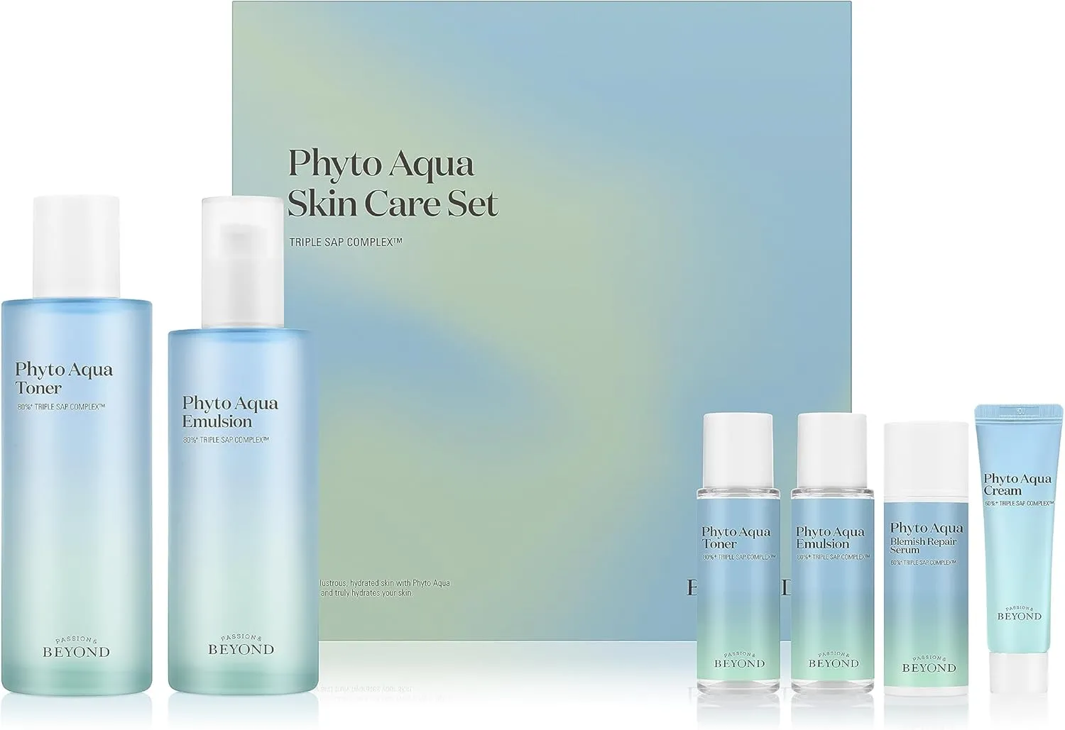 Beyond Phyto Aqua Skincare Gift Set (11.3fl oz) - Vegan Formula Korean Skin Care. Toner & Lotion for Hydration, Soothing. Hyaluronic Acid, Tree Sap Complex.