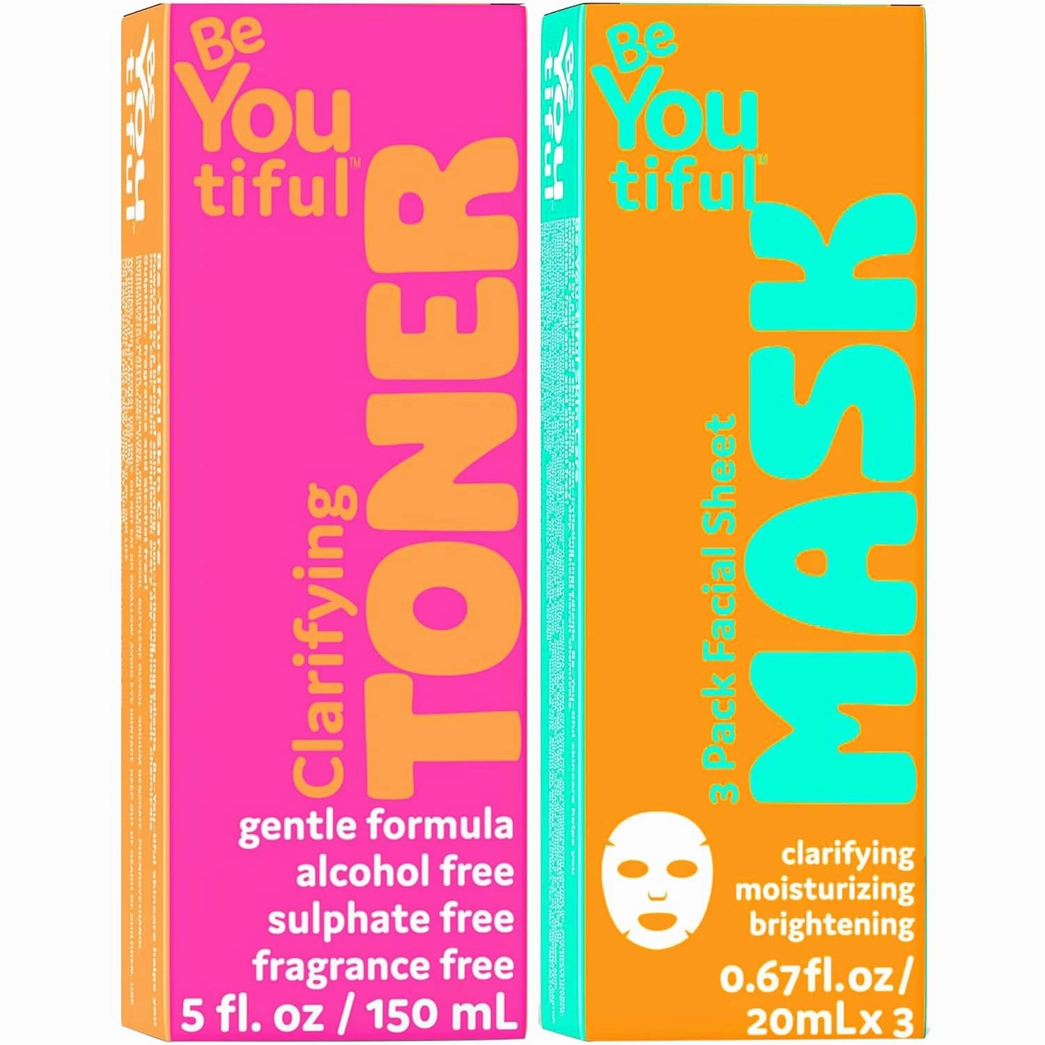 BeYoutiful Kids & Teens Spa Set – Hydrating Face Mask Set (3ct)   Clarifying Face Toner (4oz) – Gentle Skincare for All Skin Types, Boys & Girls Ages 8–17