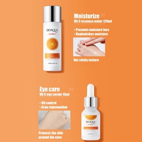 BIOAQUA Vitamin C Moisturizing Skincare Six-Piece Set – Hydrating & Nourishing Facial Care Deep Hydration | Skin Nourishment | Smoothing & Softening