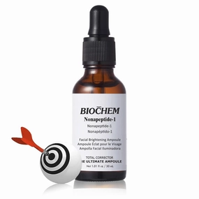 BIOCHEM Nonapeptide-1 Brightening Serum–Dark Spot Corrector & Melanin Inhibitor Ampoule for Even Skin Tone & Natural Glow– Anti-Aging Peptide Treatment for Face & Neck,1.01 fl oz/30 mL