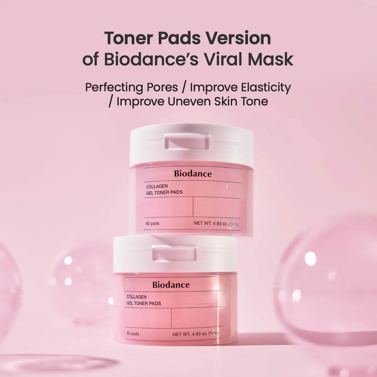 Biodance Collagen Gel Toner Pads | Pore Perfecting, Improving Elasticity, Korean Toner Pads for Sensitive Skin | 4.93 fl.oz.(140g), 60Pads