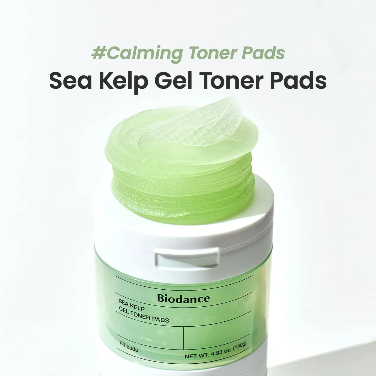 Biodance Sea Kelp Gel Toner Pads, Calming & Soothing for Sensitive Skin, Oil & Sebum Control, Blemish Care, Gentle Exfoliating Korean Toner Pads, 4.93 fl.oz.(140g)*60Pads