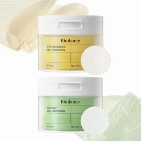 Biodance Brightening & Calming Toner Pads Duo, Vita Niacinamide and Sea Kelp Gel Toner Pads, Dark Spot Correcting and Sebum Control for Sensitive Skin, 60 Pads   60 Pads