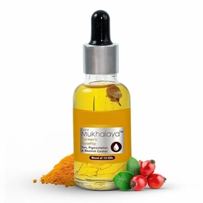 BK Turmeric Rosehip Mukhalaya Face Oil For Tan, Pigmentation & Blemish Control, with Blend of 13 Cold Pressed Oils, For Natural Face Care, No Mineral Oil or Chemical (30ml)