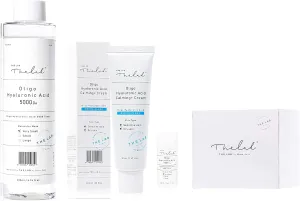 Blanc Doux Oligo Hyaluronic Acid 5000 Toner - 6.76 fl.oz. with Cotton Pads  Oligo Hyaluronic Acid Calming Cream 1.69 fl. oz. - Vegan Certified - Greatly Moisturizing Cream for Sensitive, Dry Skin