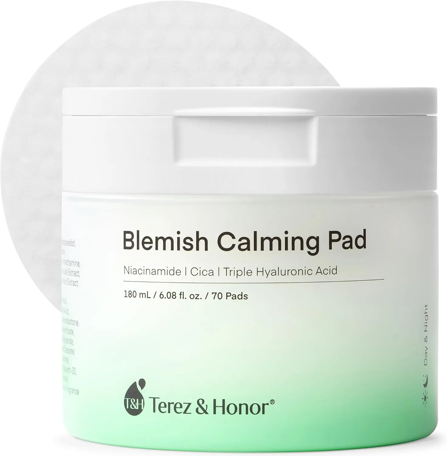 Blemish Calming Toner Pads Korean - Facial Cotton Toner Pad with Madecassoside, Cica, Niacinamide, Hyaluronic Acid to Redness Relief, Exfoliate Hydrate for Sensitive Skin - 180   Extra 5mL