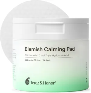 Blemish Calming Toner Pads Korean - Facial Cotton Toner Pad with Madecassoside, Cica, Niacinamide, Hyaluronic Acid to Redness Relief, Exfoliate Hydrate for Sensitive Skin - 180   Extra 5mL