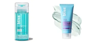 Bliss Clear Genius Clarifying Toner   Serum and Micro Magic Skin Renewing Microdermabrasion Facial Scrub - Calm Skin & Tighten Pores - Vegan & Curelty-Free