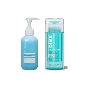 Bliss Fab Foaming Cleanser & Clear Genius Toner   Serum | Pore Purifying Duo for Clear Skin | 2 Step Skincare Routine | Clean, Vegan, Cruelty-Free