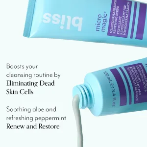 Bliss Radiant Renewal Kit: Micro Magic Exfoliating Scrub, Disappearing Act Niacinamide Toner & Fab Foaming Cleanser - Vegan & Cruelty Free