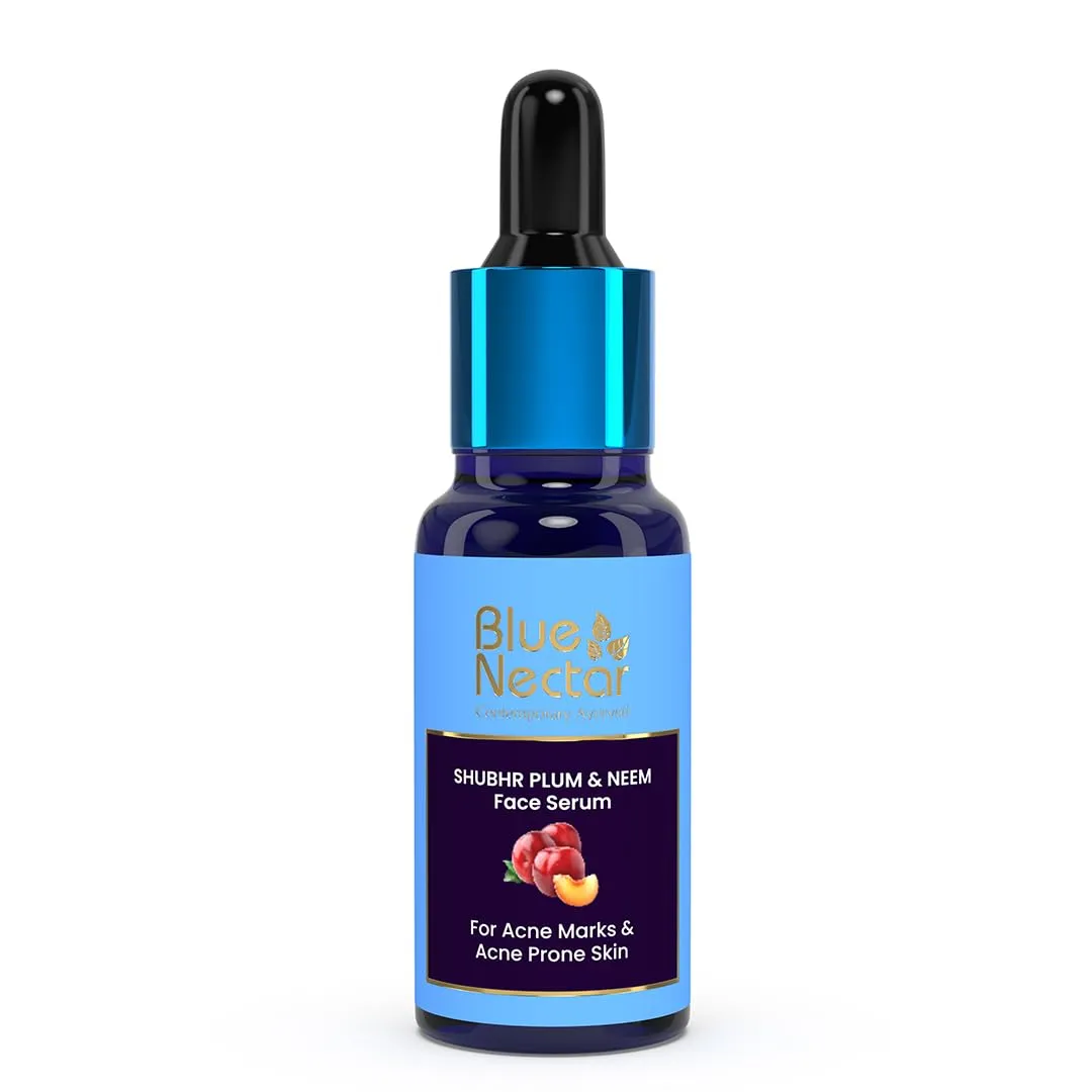 Blue Nectar Plum Face Serum for Acne Prone Skin and Acne Marks | Oil Free Anti Acne Serum for Oily Skin | Pore Minimizing Serum for Bumpy Texture | With Plant Based Vitamin C (1Fl Oz)