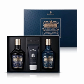 Blue Blended Set - Skincare Set for Men with Face Wash, Face Toner & Facial Emulsion – Intensive Moisturizing and Conditioning Aftershave Kit Enriched - Bergamot & Musky Scent