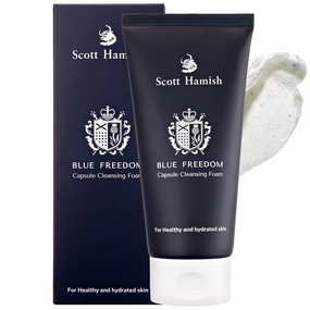 Blue Freedom Capsule Cleansing Foam - Exfoliating Face Scrub & Gentle Face Cleanser for Men - Moisturizing Wash with Cica for Pore Tightening, Restoring Vitality, 5.07 fl.oz.