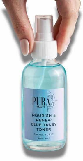 Blue Tansy Pore Reducing Toner for Combination Skin, Hydrating for Dry Dull Skin, with Hyaluronic Acid, Squalana, Collagen, 4 oz 120ml