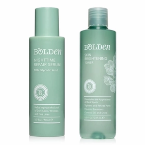 Bolden Nighttime Repair Serum & Skin Brightening Toner Bundle – Targets Dark Spots, Discoloration, Breakouts, & Oil – Ideal for Acne-Prone & Melanin-Rich Skin – With AHA Glycolic Acid, Niacinamide & H