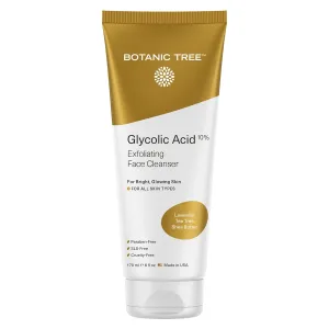 Botanic Tree Glycolic Acid Face Wash, Exfoliating Facial Cleanser and Scrub, 10% Glycolic Acid, AHA and Salicylic Acid, 6 fl. oz