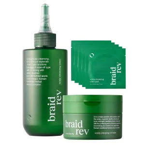 Braid Rev Scalp Cleansing Toner, Toner Pad, Sleeping Oil Balm Set, Scalp Treatment for Itchy Hair, Nourishing for Dry Scalp, Moisturizing Braid, Detoxify, Travel Kit